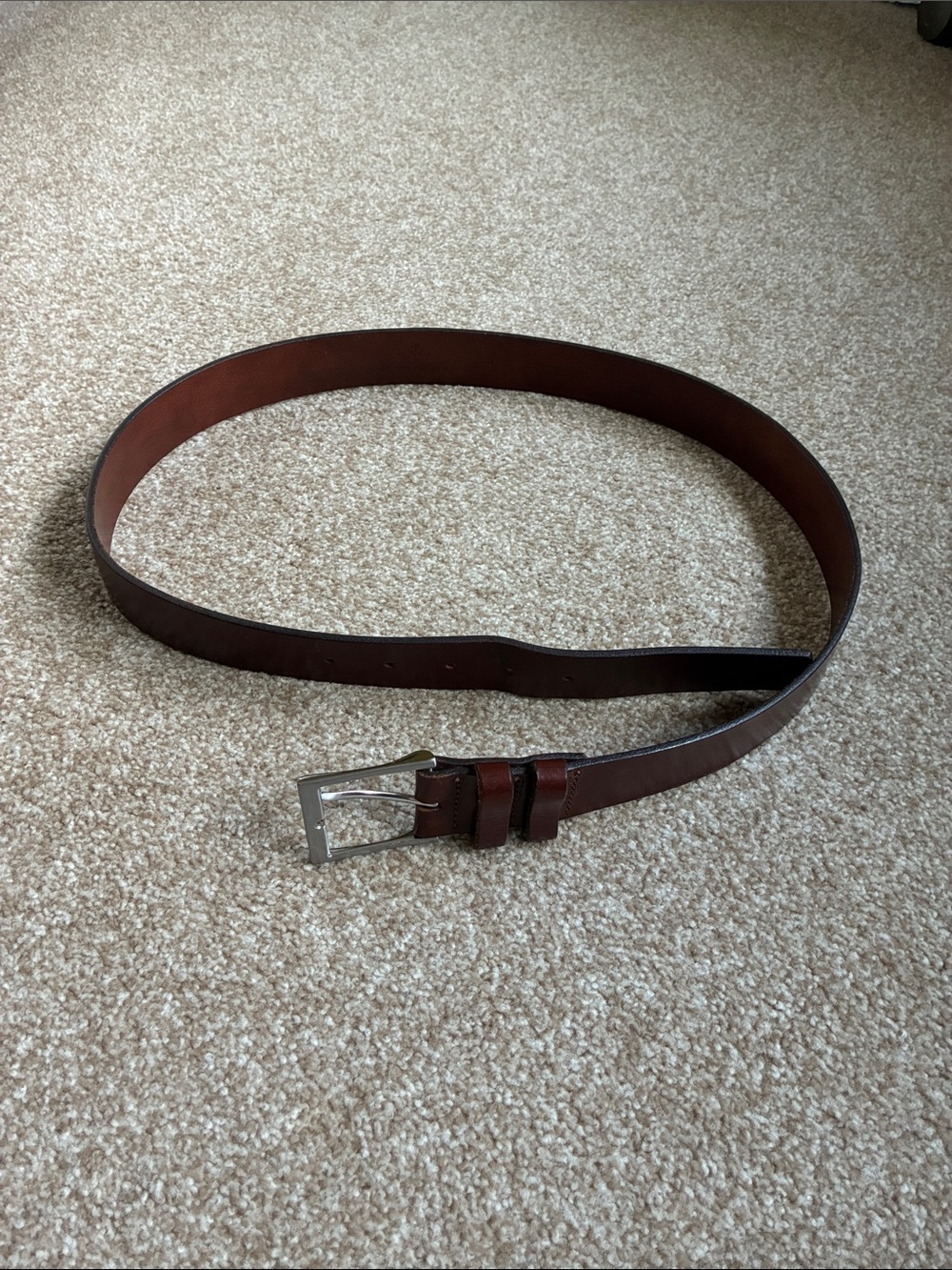 Brooks Brothers Brown Leather Belt with Silver Buckle